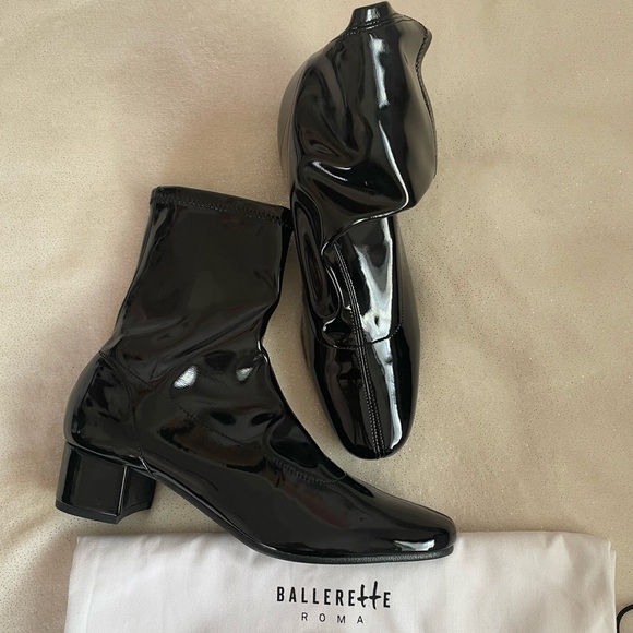 ballereTTe Shoes - ballereTTe Patent Leather Heeled Mod Style Sock Boots✨